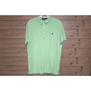 Men's Green Striped Ralph Lauren Polo Size Large